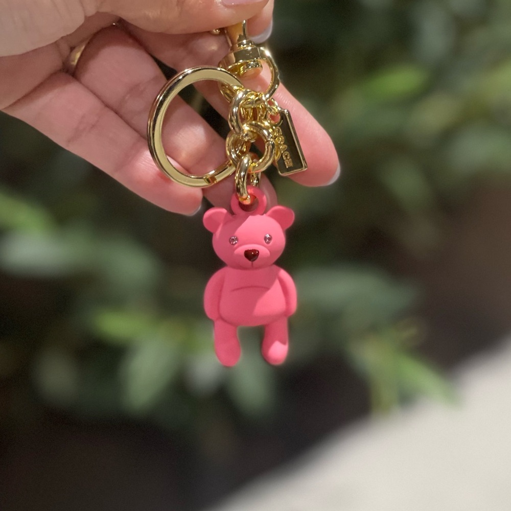Pink bear Coach charm
